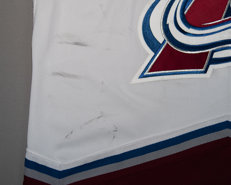 Peter Forsberg Colorado Avalanche game worn jersey tagging Peter Forsberg Colorado Avalanche game worn jersey tagging