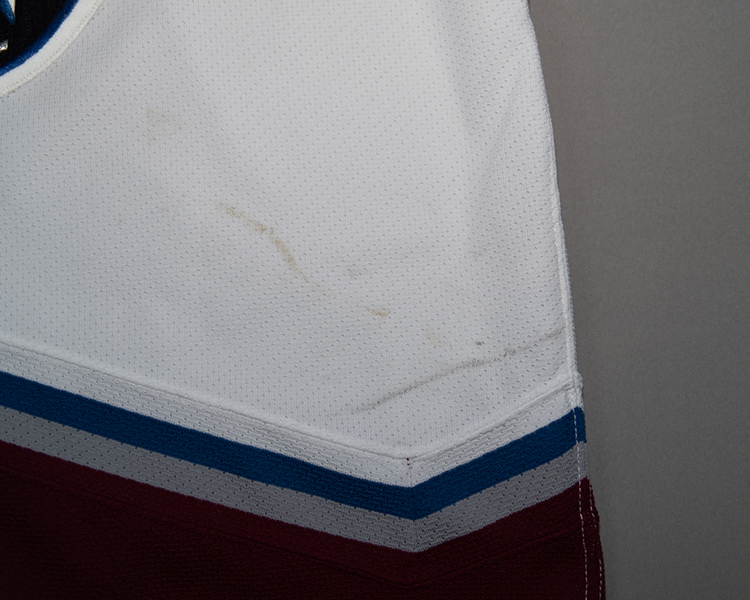 Peter Forsberg Colorado Avalanche game worn jersey tagging Peter Forsberg Colorado Avalanche game worn jersey tagging