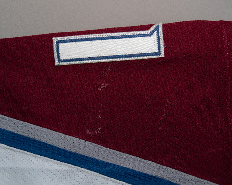 Peter Forsberg Colorado Avalanche game worn jersey tagging Peter Forsberg Colorado Avalanche game worn jersey tagging