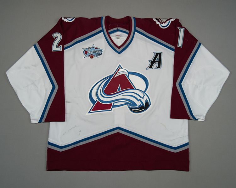 Peter Forsberg Colorado Avalanche game worn jersey Front Peter Forsberg Colorado Avalanche game worn jersey Front