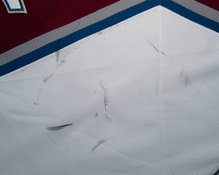 Peter Budaj Colorado Avalanche game worn jersey tagging Peter Budaj Colorado Avalanche game worn jersey tagging