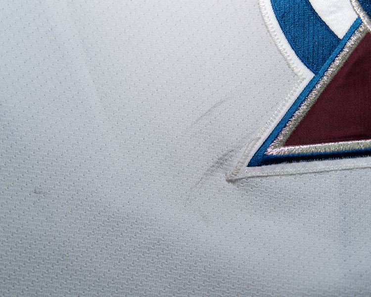 Peter Budaj Colorado Avalanche game worn jersey tagging Peter Budaj Colorado Avalanche game worn jersey tagging
