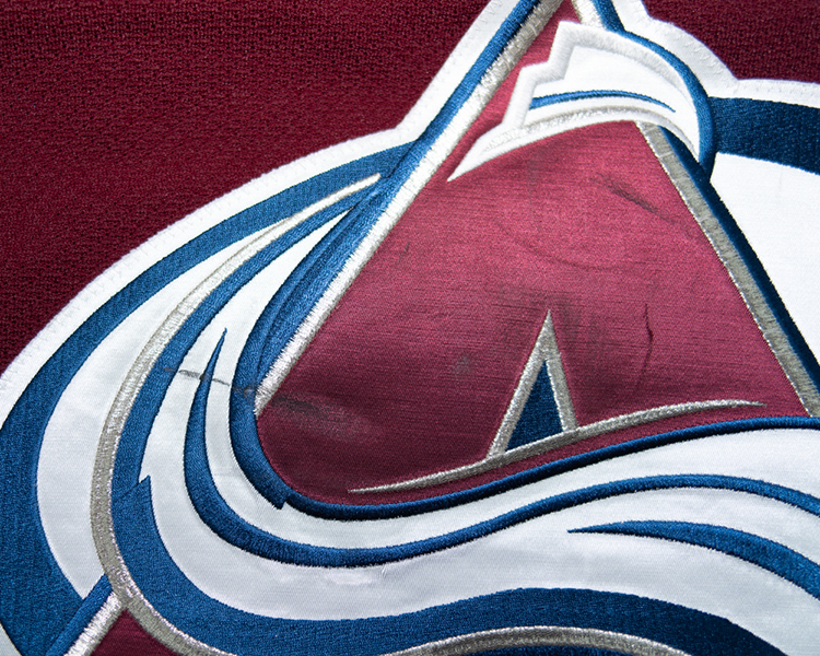 Jose Theodore Colorado Avalanche game worn jersey tagging Jose Theodore Colorado Avalanche game worn jersey tagging