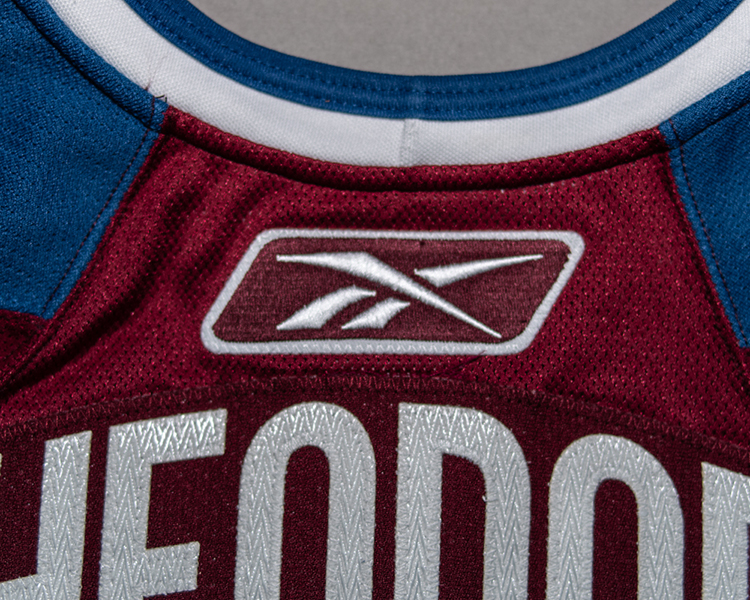 Jose Theodore Colorado Avalanche game worn jersey tagging Jose Theodore Colorado Avalanche game worn jersey tagging