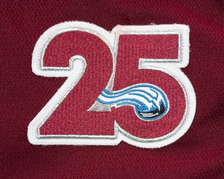 Ryan Graves game worn jersey 25th Anniversary patch Ryan Graves game worn jersey 25th Anniversary patch