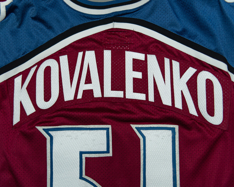 Andre Kovalenko Colorado Avalanche game worn jersey tagging Andre Kovalenko Colorado Avalanche game worn jersey tagging