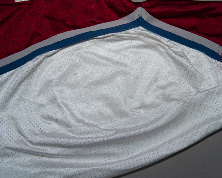Patrick Roy Colorado Avalanche game worn jersey tagging Patrick Roy Colorado Avalanche game worn jersey tagging
