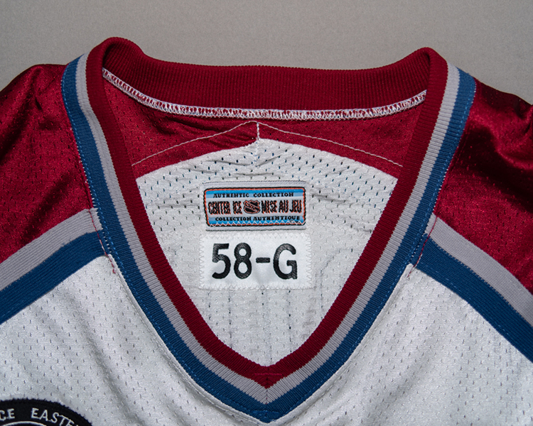 Patrick Roy Colorado Avalanche game worn jersey tagging Patrick Roy Colorado Avalanche game worn jersey tagging