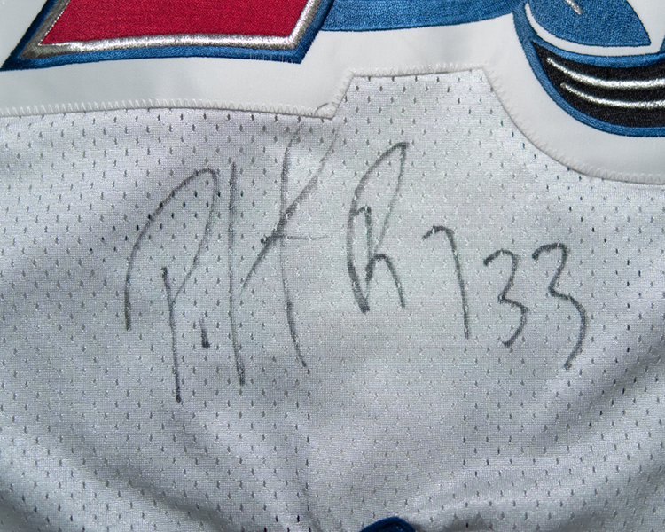 Patrick Roy Colorado Avalanche game worn jersey tagging Patrick Roy Colorado Avalanche game worn jersey tagging
