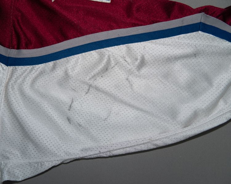 Adam Deadmarsh Colorado Avalanche game worn jersey tagging Adam Deadmarsh Colorado Avalanche game worn jersey tagging