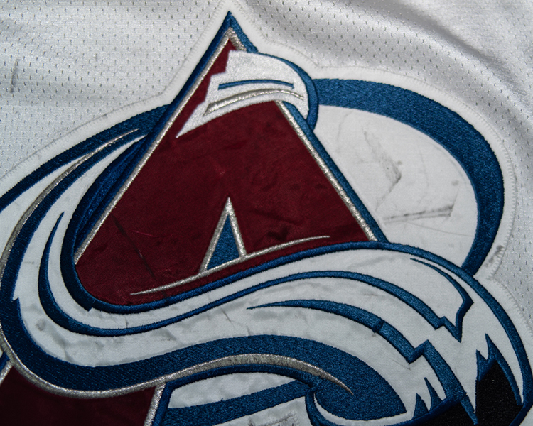 Adam Deadmarsh Colorado Avalanche game worn jersey tagging Adam Deadmarsh Colorado Avalanche game worn jersey tagging